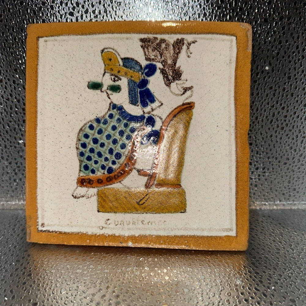 Artistic Ceramic Tile Cuauhtemoc Mexican tile handmade 5.5” inch